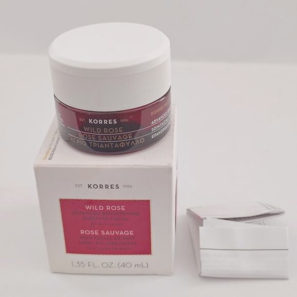 Korres Wild Rose Advanced Brightening Sleeping Facial 1.35 fl oz. NEW Weightless - Picture 5 of 5